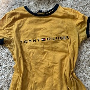 Tommy Hilfiger yellow vintage XS cowl neck preppy summer top